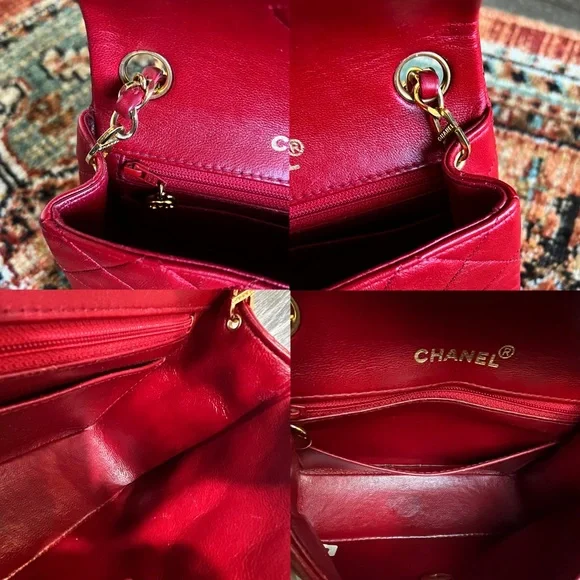 Chanel Classic Vintage Mini Red Square Flap Bag - Picture 10 of 11